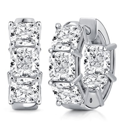 Italo Cushion Cut White Sapphire Hoop Earrings For Women