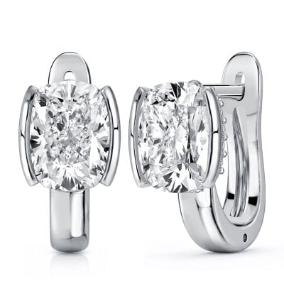 Italo Bezel Setting Enlongated Cushion Cut Hoop Earrings For Women