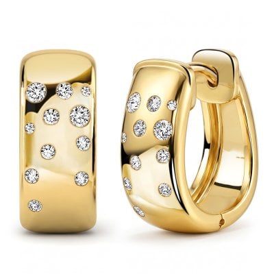 Italo Rectangle Flush Setting Waterfall Hoop Earrings For Women
