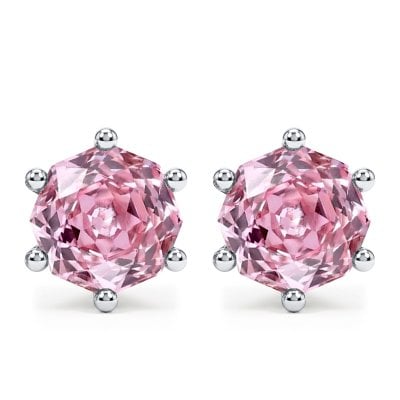 Italo Solitaire Rose Cut Pink Sapphire Stud Earrings For Women