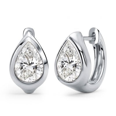 Italo Bezel Setting Solitaire Pear Cut Hoop Earrings For Women Stuggie Earrings