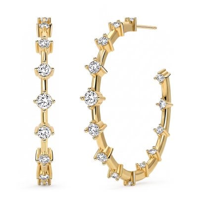 Italo Golden Round Cut Big Hoop Earrings For Women