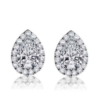Halo Pear Stud Earrings
