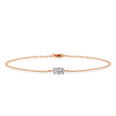 Rose Gold Dainty Single Stone Marquise Cut Bracelet