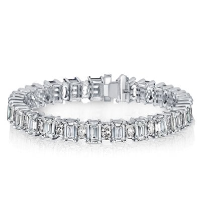 Italo Emerald & Oval Cut White Sapphire Tennis Bracelet