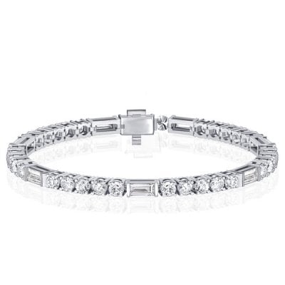 Italo Art Deco White Sapphire Tennis Bracelet For Women