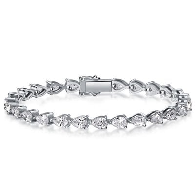 Italo Created White Sapphire Tennis Bracelet For Women Pear Cut Bracelet