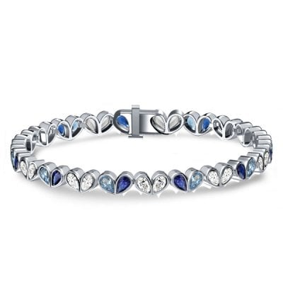 Italo Pear Cut Blue Sapphire Tennis Bracelets For Wedding