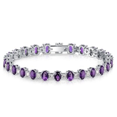 Italo Oval Cut Amethyst Tennis Bracelet For Wedding