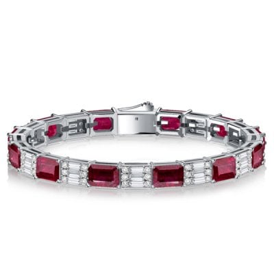 Italo Emerald Cut Ruby Bracelets For Wedding Silver Bracelets