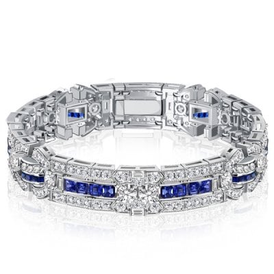 Italo White & Blue Sapphire Vintage Bracelet For Women
