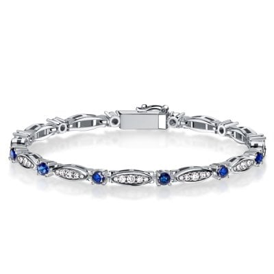 Italo Sterling Silver Blue Sapphire Bracelet Dainty Bracelet