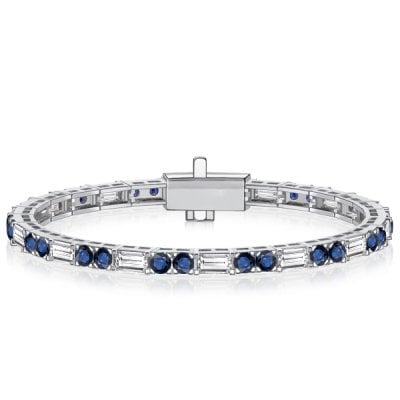 Italo Round & Baguette Cut Tennis Bracelet Blue Sapphire Bracelet