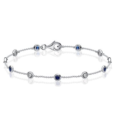 Italo Bezel-set White & Blue Sapphire Bracelet Tennis Bracelets