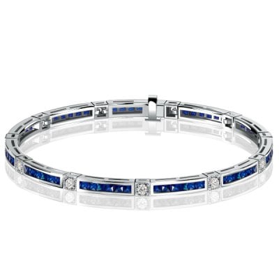 Italo Princess Cut Blue Sapphire Bracelet Tennis Bracelet