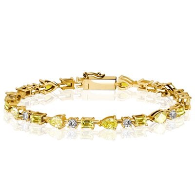 Italo Emerald & Pear Cut Yellow Topaz Tennis Bracelet For Women