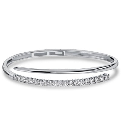 Italo White Sapphire Round Cut Open Bracelet Bangle Bracelet For Women