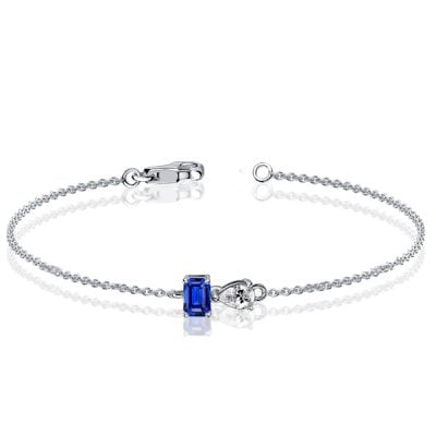 Italo Toi Et Moi Emerald & Pear Cut Blue Sapphire Chain Bracelet