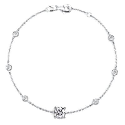Italo Bezel Setting Round Cut Chain Bracelet For Women
