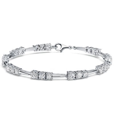 Italo Three Stone Eternity Round Cut Tennis Bracelet For Women