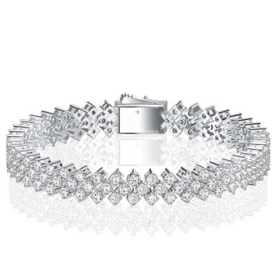 Italo Triple Row 2 MM Round Cut Tennis Bracelet For Women