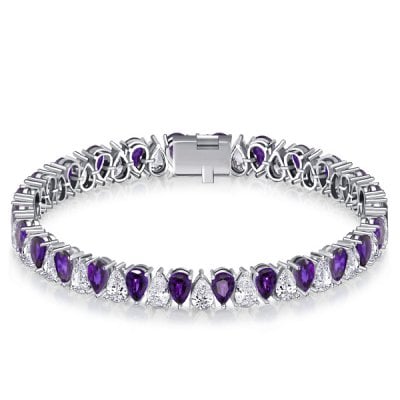 Italo Pear Cut White & Amethyst Tennis Bracelet For Women