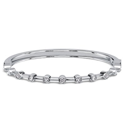 Italo Bezel Setting 3 MM Round Cut Bangle Bracelet For Women