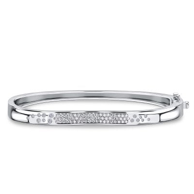 Italo Flush Set Waterfall White Sapphire Bangle Bracelet For Women