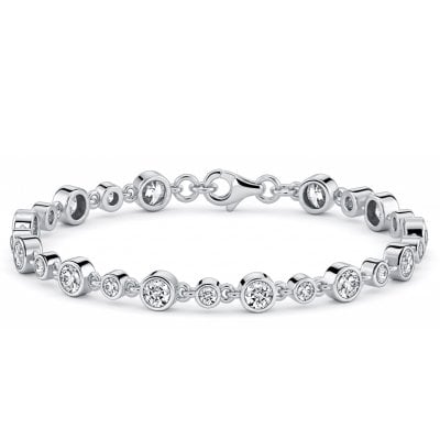Italo Bezel Setting Round Cut Tennis Bracelet For Women