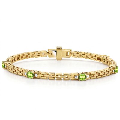 Italo Peridot Oval Cut Chain Bracelet Tennis Bracelet For Women