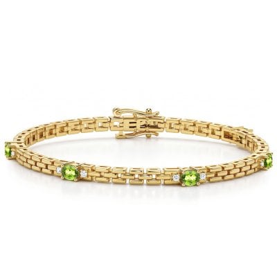 Italo Peridot Oval Cut Chain Bracelet Tennis Bracelet For Women