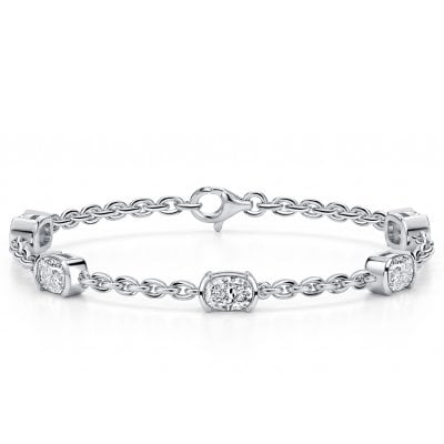 Italo Half Bezel Cushion Cut Tennis Bracelet For Women