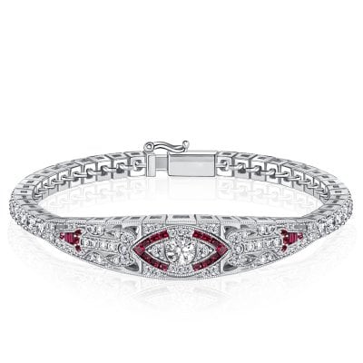 Italo Art Deco Ruby Tennis Bracelet For Women