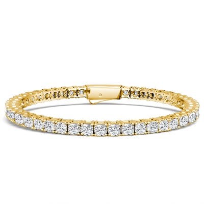 Italo Golden 3 MM Cushion Cut White Sapphire Tennis Bracelet For Women