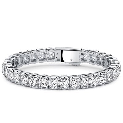 Italo Half Bezel Cushion Cut Tennis Bracelet For Women
