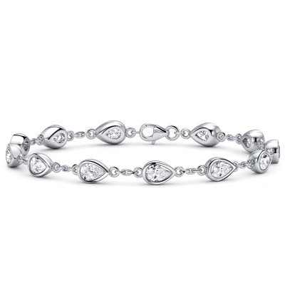 Italo East West Bezel Setting Pear Cut Tennis Bracelet For Women