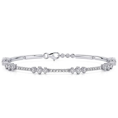 Italo Three Stone 3 MM Round Cut Tennis Bracelet For Women