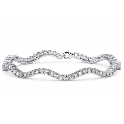 Italo Wave Design Eternity Round Cut Tennis Bracelet For Women