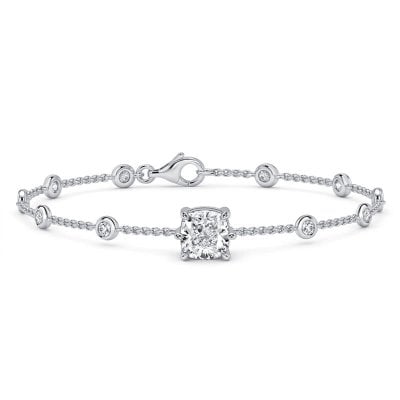 Italo Bezel Setting 6 Prong 2 Carat Cushion Cut Tennis Bracelet For Women