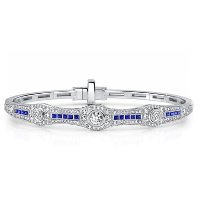 Italo Bezel Setting Halo Round Cut Art Deco Tennis Bracelet For Women