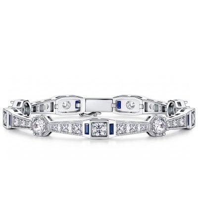 Italo Vintage Inspired Round Cut Art Deco Tennis Bracelet For Women