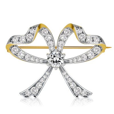 Vintage Round Cut Bow Brooch For Women