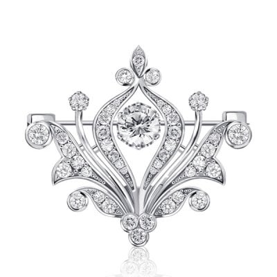 Italo Round Cut Antique & Vintage Brooch In Sterling Silver