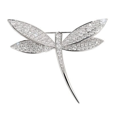 Italo Micro Pave Round Cut Dragonfly Brooch For Women