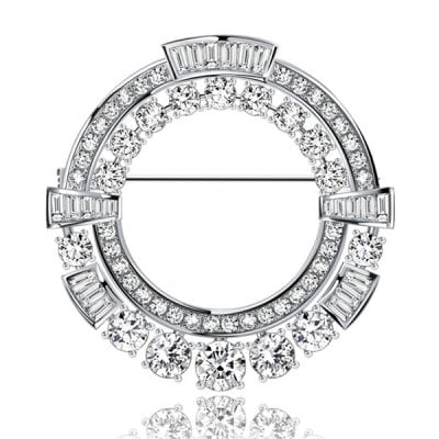 Italo Unique Wreath White Sapphire Vintage Brooch For Women