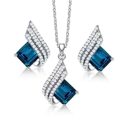 Aquamarine Necklace And Earring Set