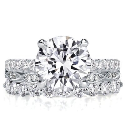 Classic White Sapphire Round Cut 3PC Wedding Set