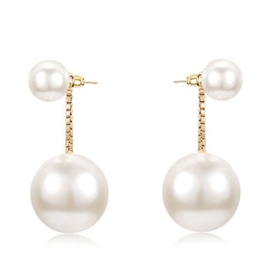 Modern Golden Drop Pearl Earrings