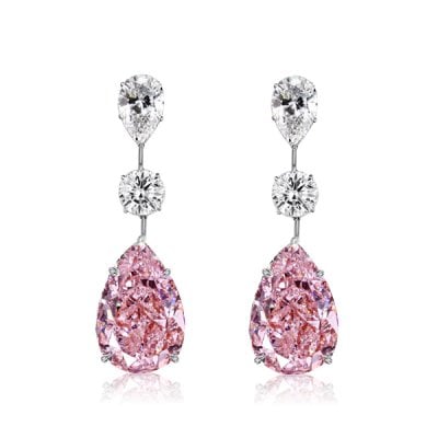 Italo Pink Sapphire Earrings Pear Shaped Drop Earrings For Women