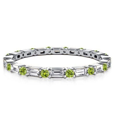 Italo Peridot Baguette Cut Eternity Wedding Band For Women